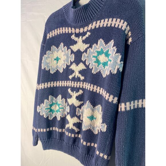 Vintage 80s-90s Nuovo Purple Pastel Snowflake Knit Sweater Pullover Crewneck M - Picture 3 of 3